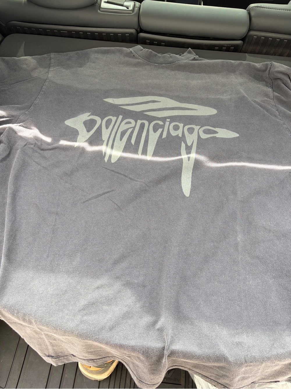 Balenciaga Black Short-Sleeve Logo Tee with Light Gray Graphic